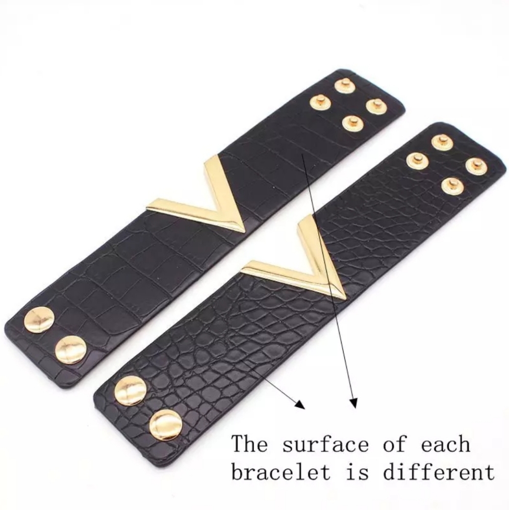 Vegan Leather Wide Cuff Bracelet - Picture 4 of 6